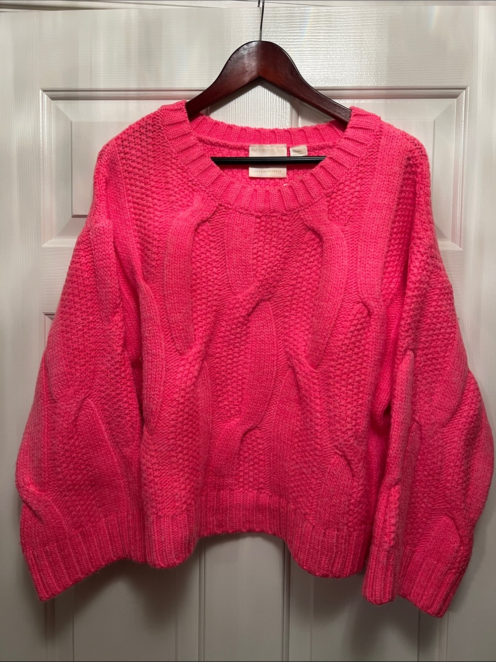 Bright Pink Cable-Knit Women's Sweater NWT
